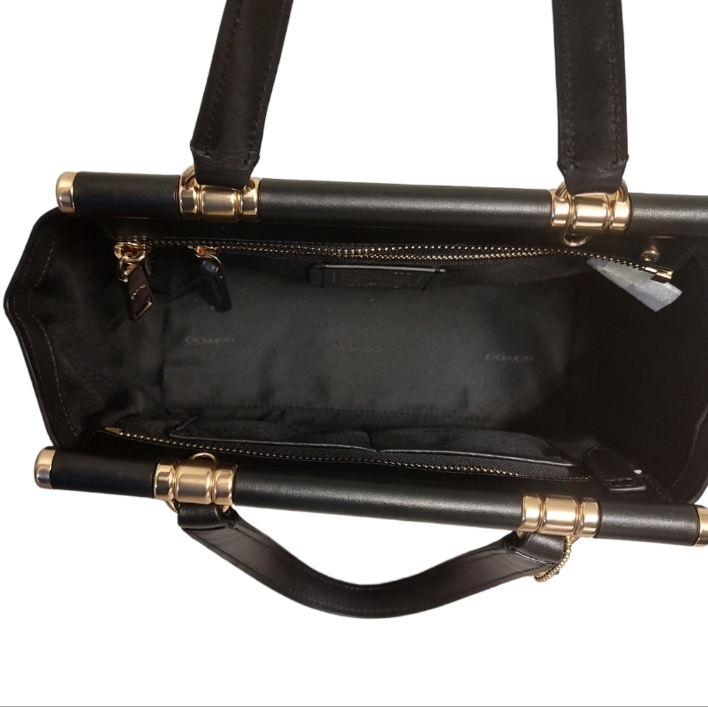 COACH Grace Bag 20 Framed Dowel Calf Leather Crossbody Tote Satchel Black 31918 - Picture 12 of 16